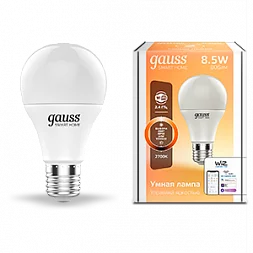 Лампа Gauss Smart Home A60 8,5W 806lm 2700К E27 диммируемая LED 1/10/40