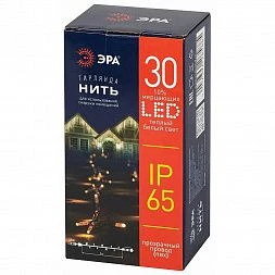 Гирлянда ЭРА ERAPS-NP10 светодиодная новогодняя нить 10 м тёплый свет 100 LED