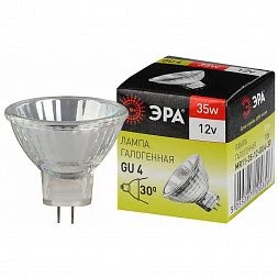 Лампочка галогенная ЭРА GU4-MR11-35W-12V-30CL GU4 35Вт софит теплый белый свет