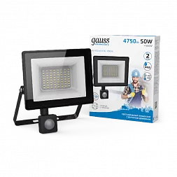 Прожектор Gauss Elementary-S 50W 4750lm 6500К 175-265V IP65 черный с датчиком движения LED 1/20